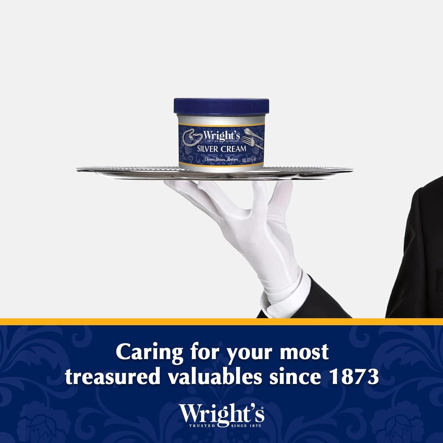 Wright's Silver Cleaner and Polish Cream, 8 Ounce, Gently Clean