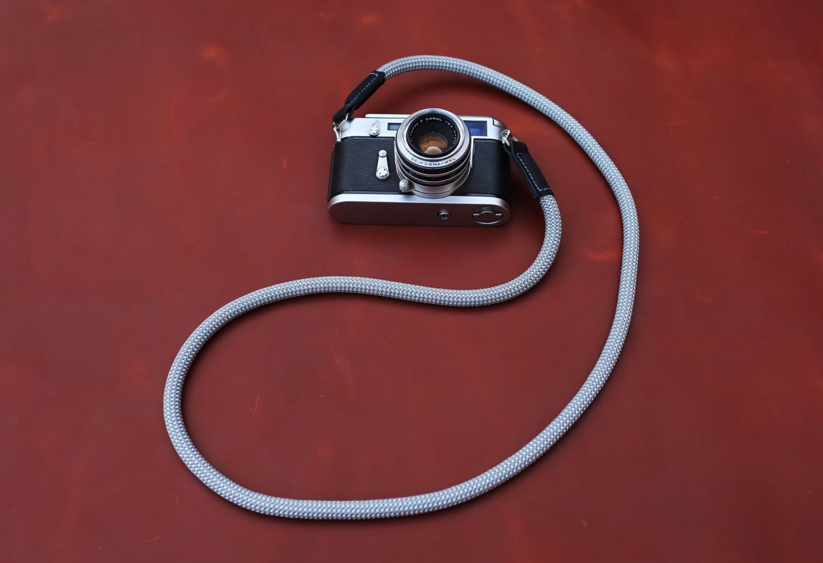 Spotted Climbing Rope Camera Strap | Crimson & Ash Grey