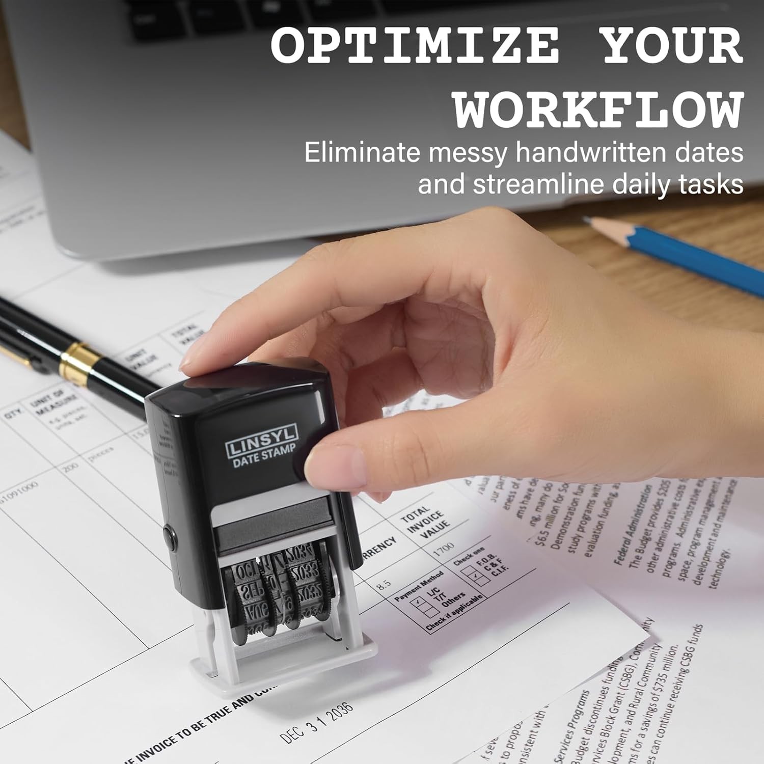 Self Inking Date Stamp 12 Year Adjustable Black