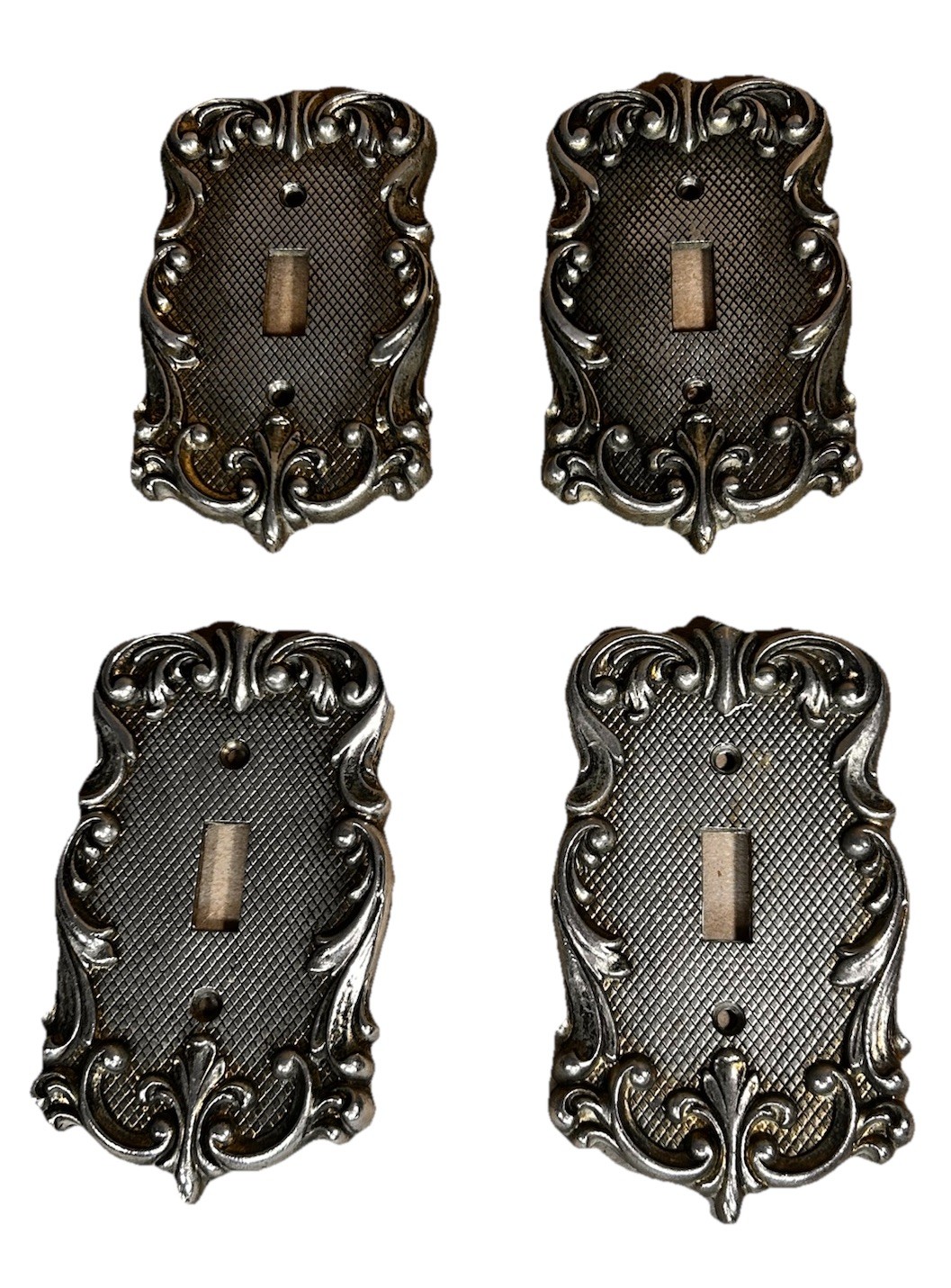 VTG Ornate Gold Tone Metal Electric Single Light Switch Plate Cover  LOT OF 4