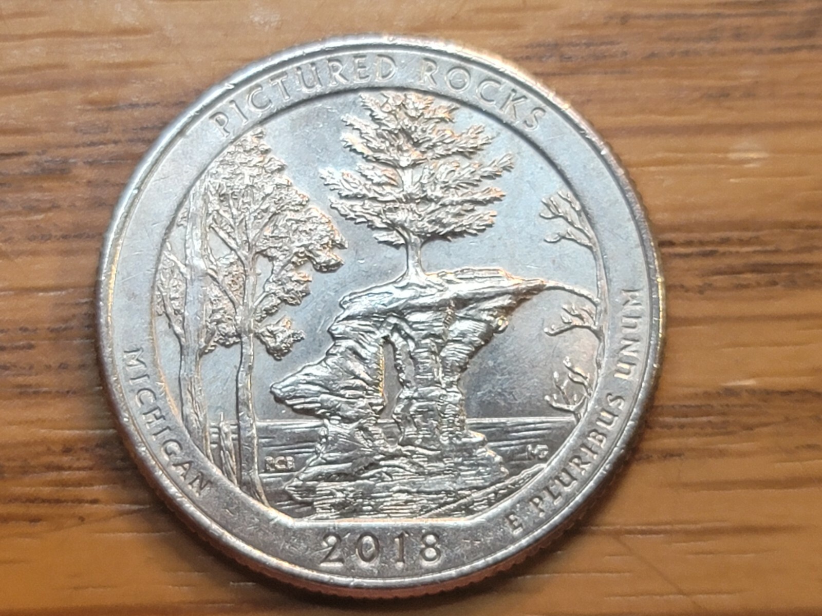 2018 p Pictured Rock ATB Quarter with Die Chips.