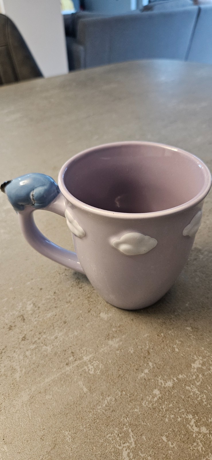 Disney Store Eeyore Mug Handle Detail 3D Clouds Snowflake - Chunky Large Coffee