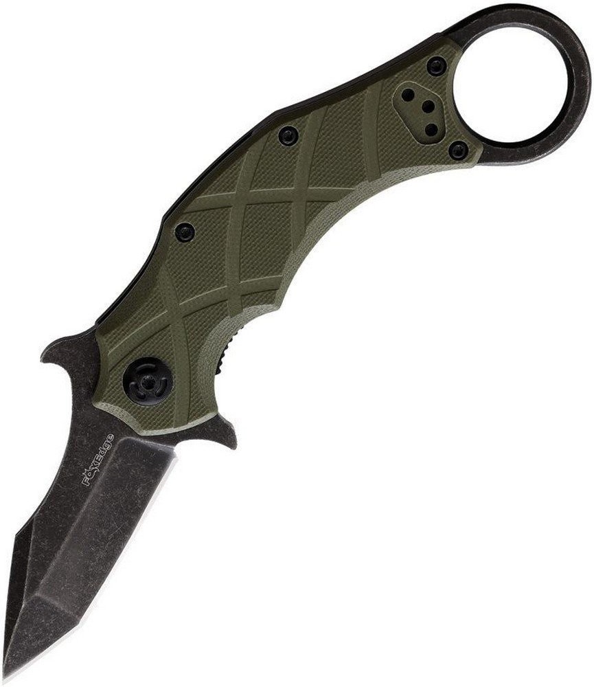 FoxEdge Claw Tanto Liner Lock Knife OD Green G-10 2.4" Black SW - FE015