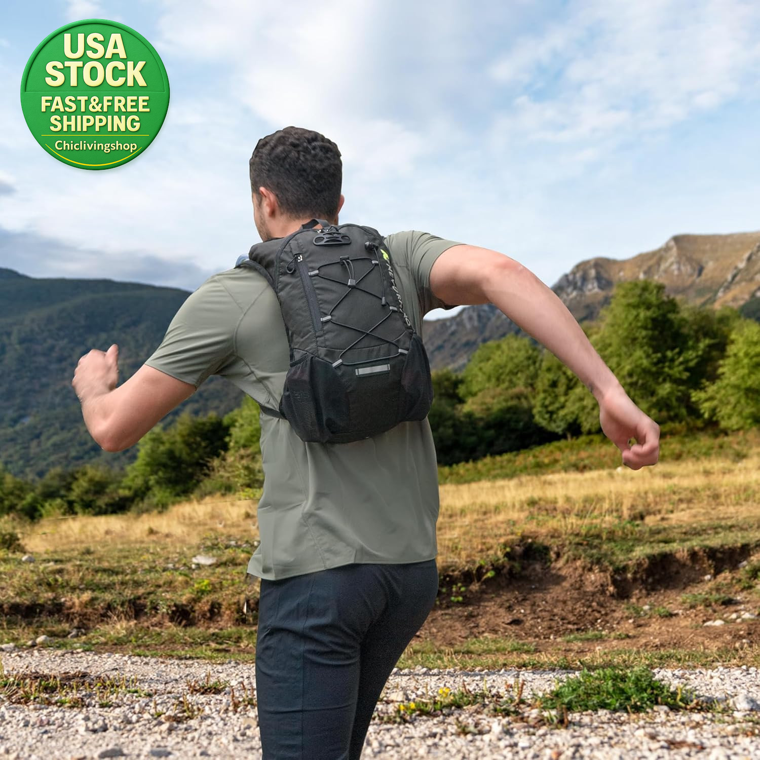 Lightweight Hydration Backpack 2L Water Bladder Cycling Hiking Daypack Black