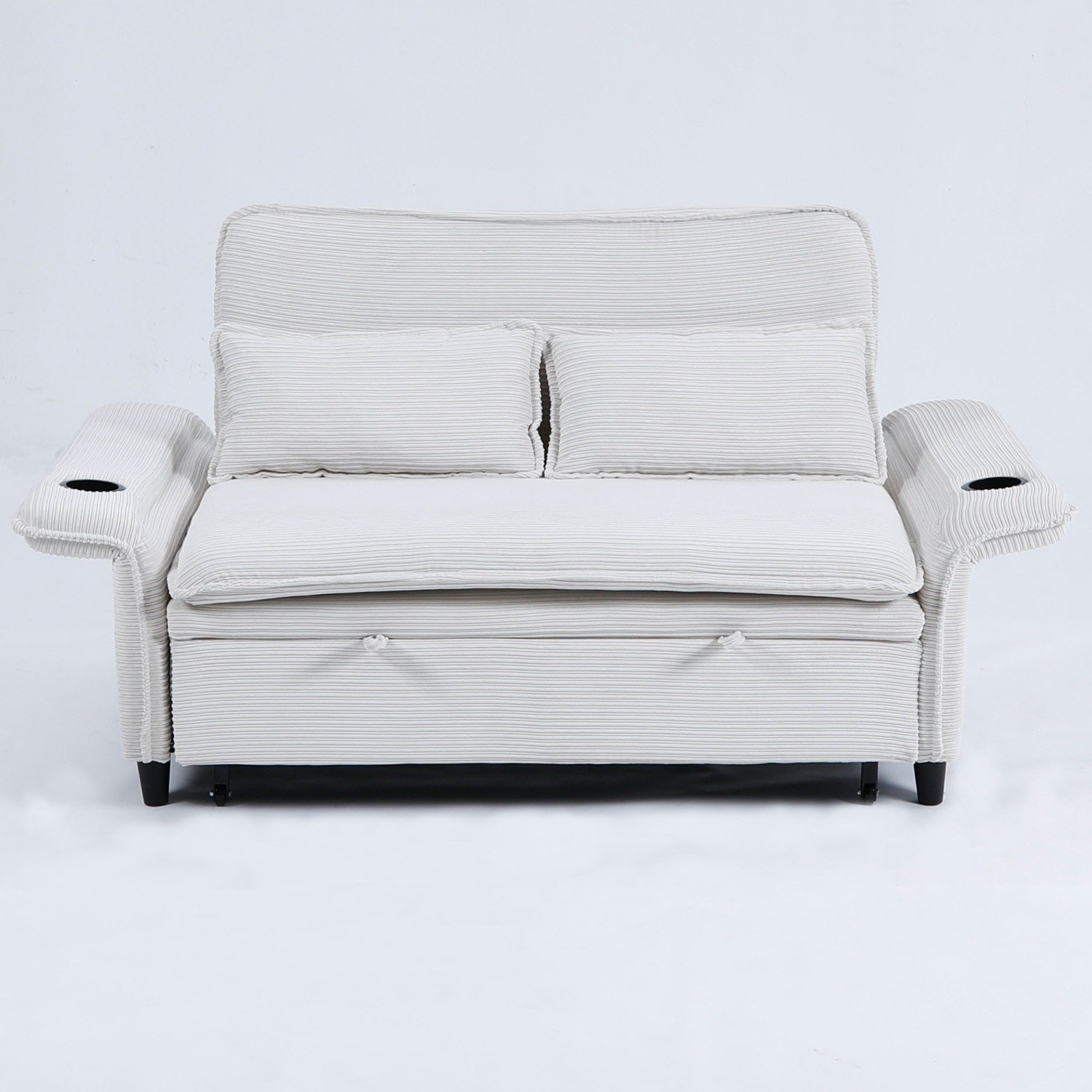 Convertible Sleeper Sofa Bed Loveseat Sofa w/ Pull-Out Bed & Adjustable Armrests