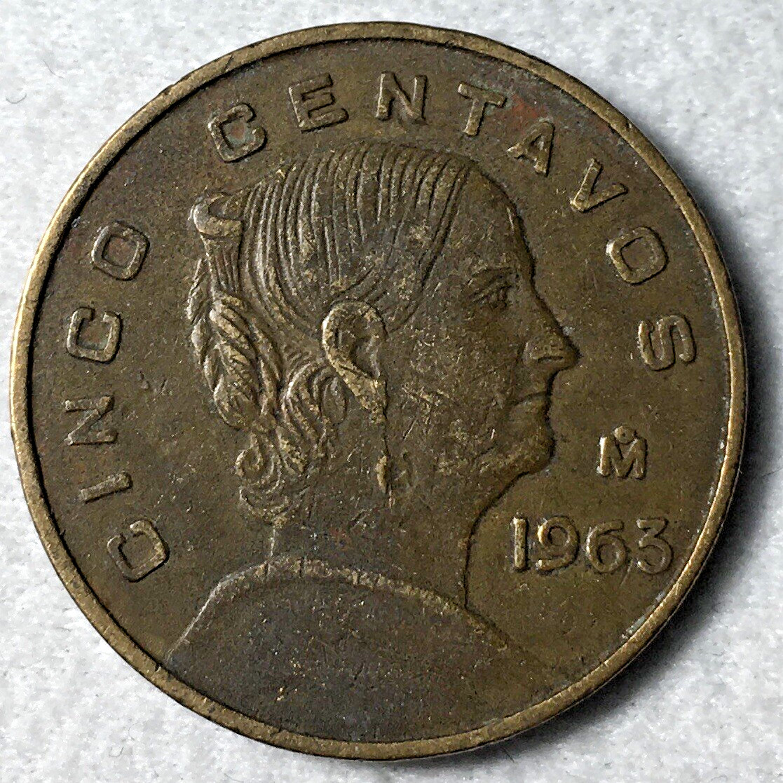 1963 M 5 centavos Mexicanos Collectibles World Coins Vintage Coin Free Shipping!