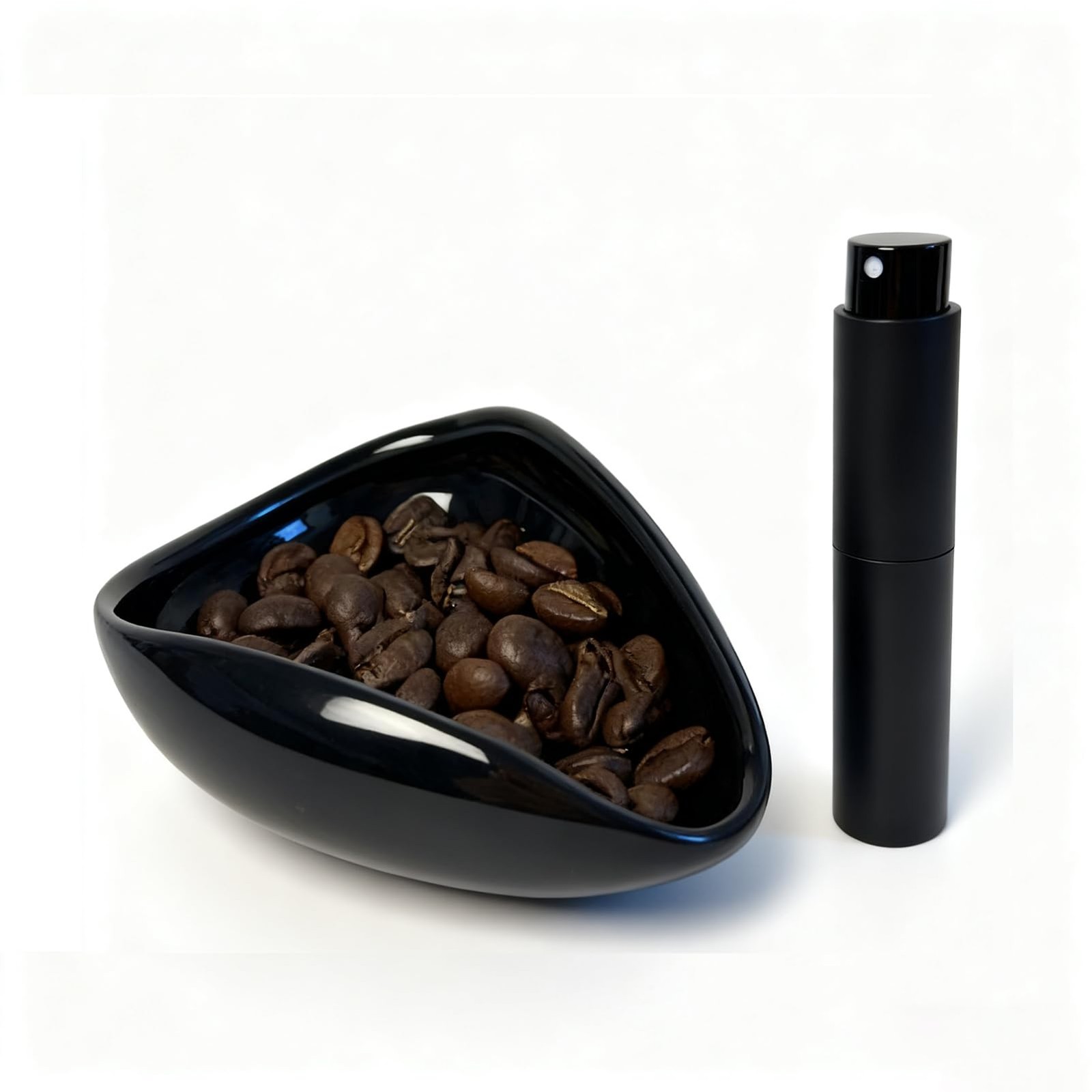 LIFTATAPA Coffee Bean Dosing Cup with Spray Bottle, Ceramic Medium, Black