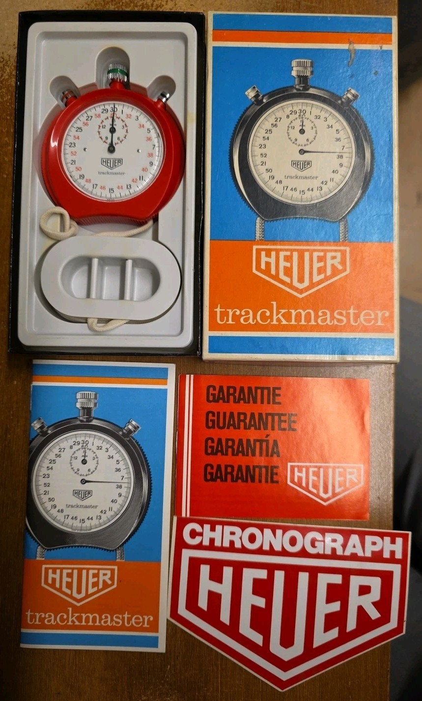 Vintage Heuer Trackmaster 8042 Red Stopwatch