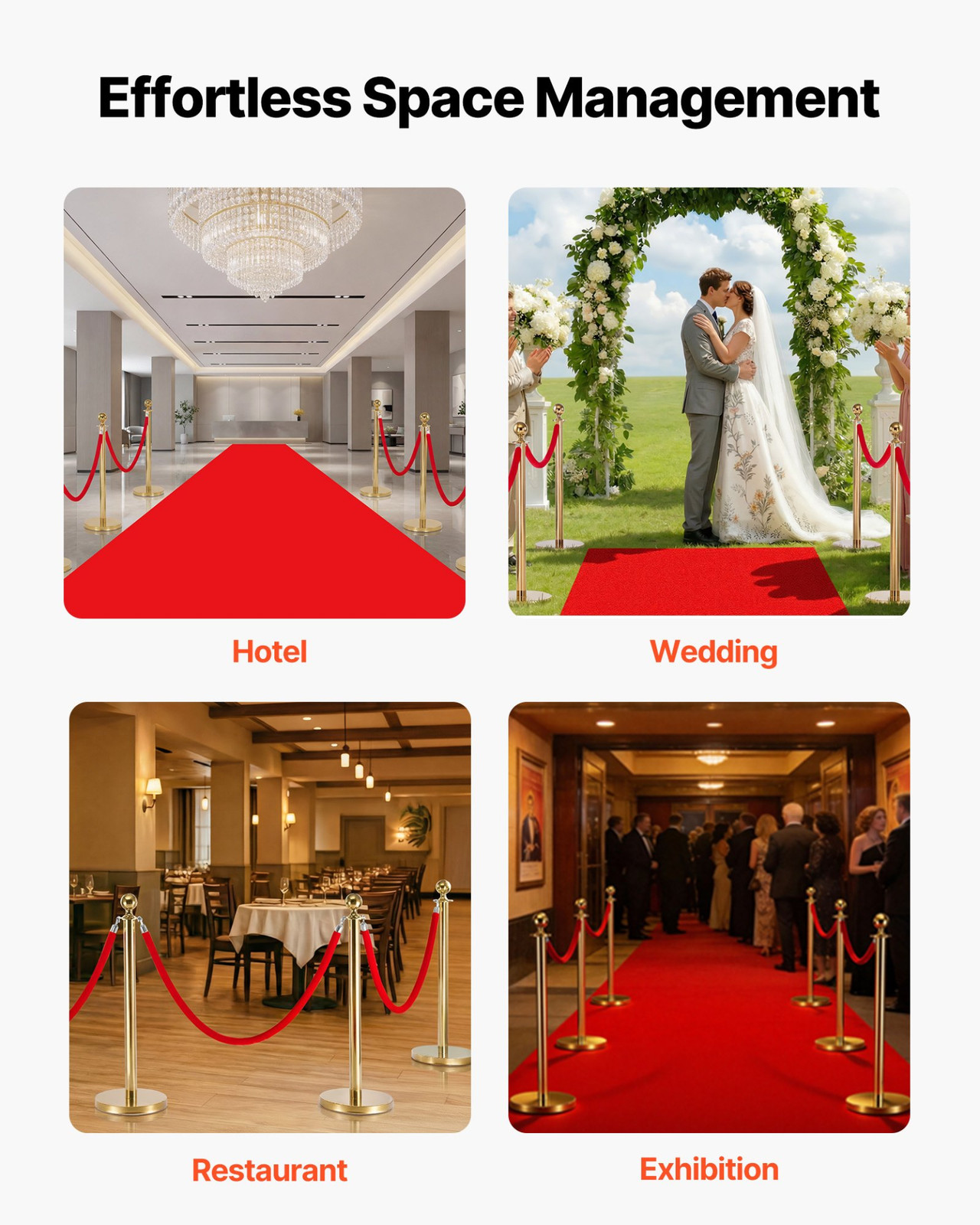 2PCS Red Velvet Stanchion Ropes 5ft Crowd Control w/ Silver Hooks