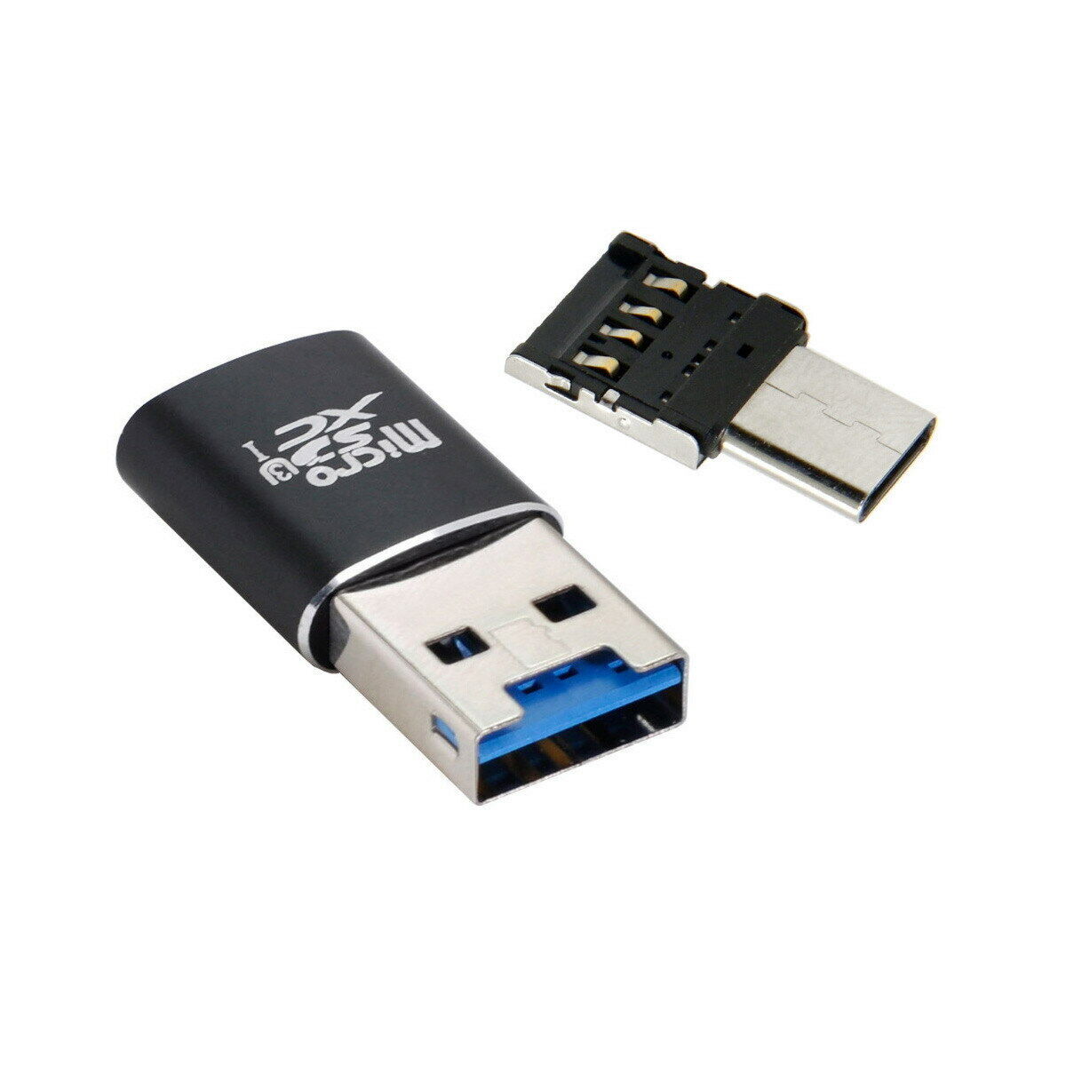 USB 3.0 to Micro SD SDXC TF Card Reader with Micro USB-C Type-C OTG Adapter