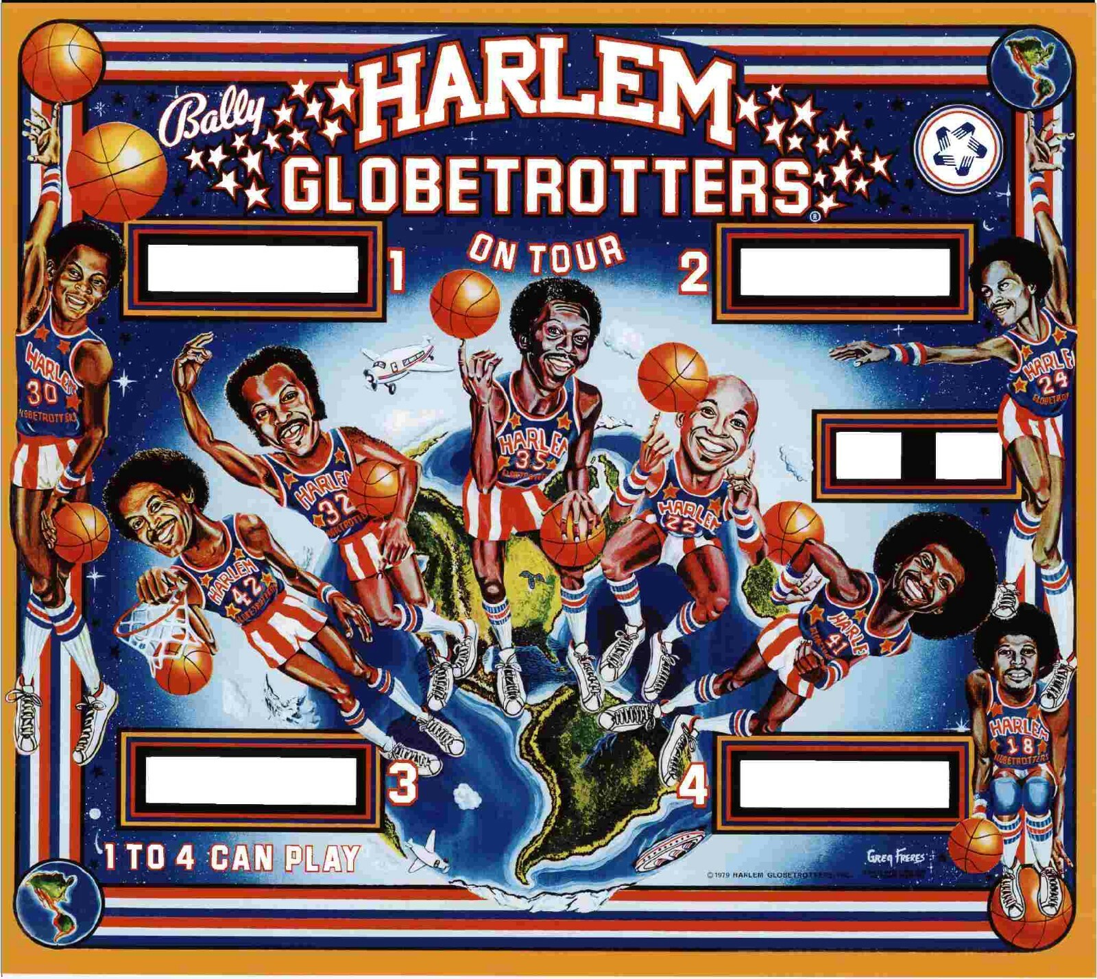 Bally Harlem Globetrotters pinball machine translite replacement