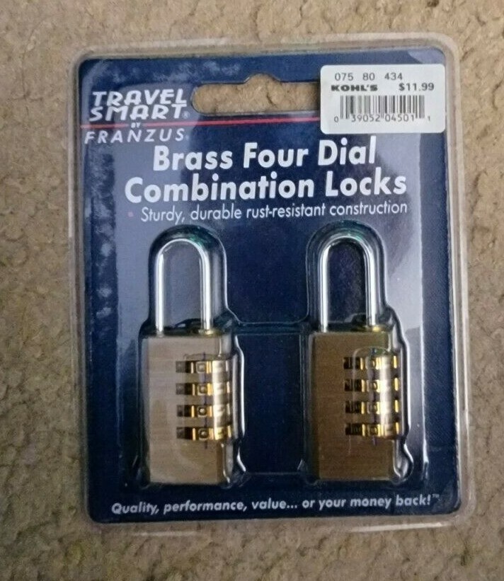 Brand New 2 Pack Travel Smart Set Your Own Combination Luggage Lock Brass