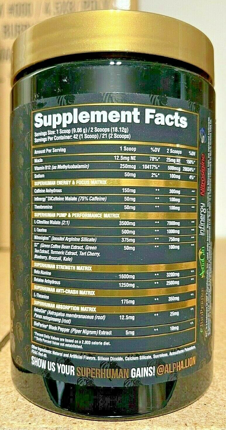 Alpha Lion Super Human Pre Original Hardcore Pre Workout 42 Scoops 5 Flavors New