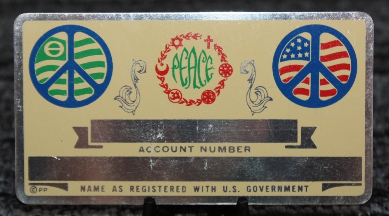 Metal Peace Ecology & American Social Security ID Card Custom Engraved [080CHR]