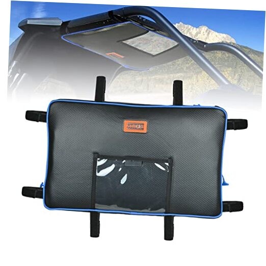 RZR Roof Bag UTV Overhead Bag Center Roof Blue Piping UTV Roof Storage Bag