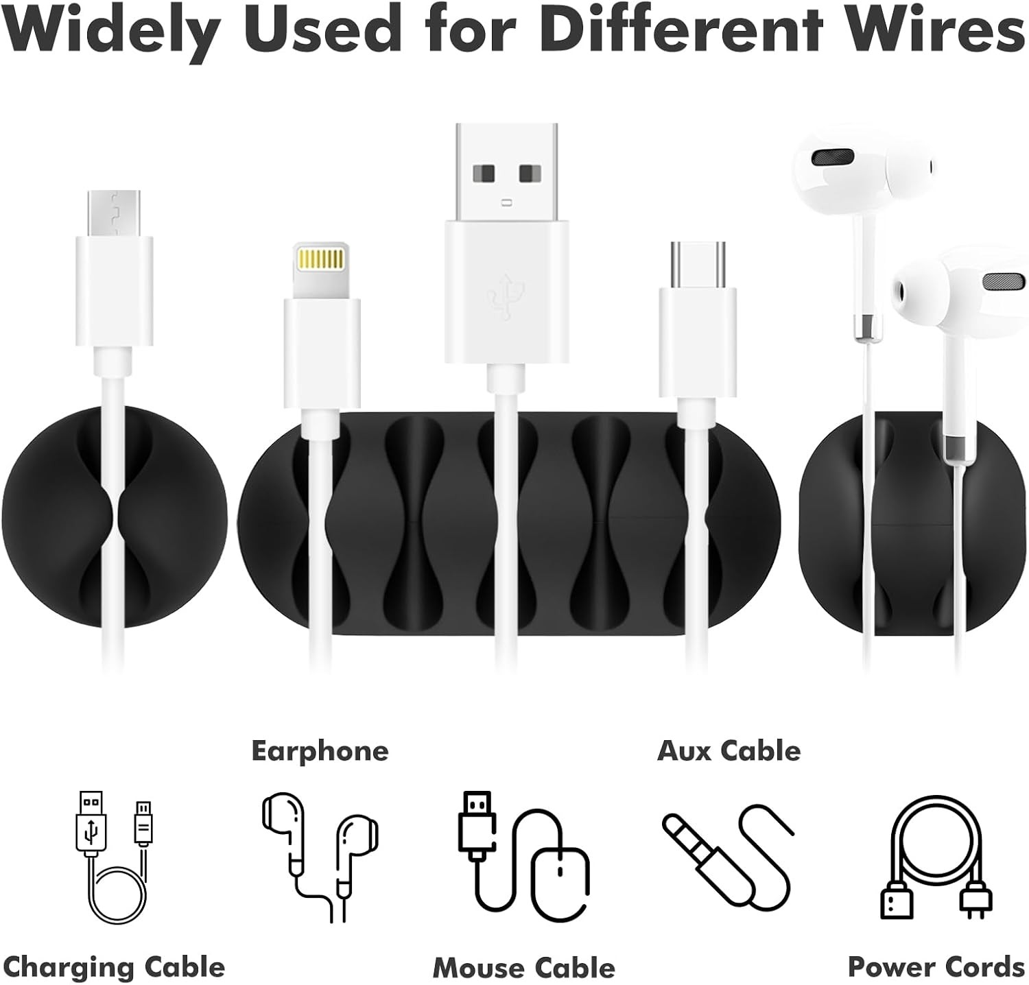18PCS Black Adhesive Cable Clips Cord Organizer for Wire Management |