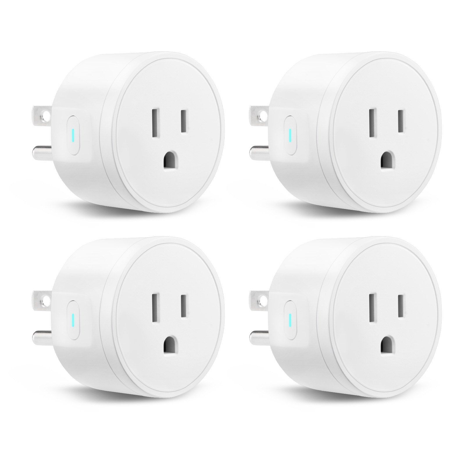 15A 1800W WiFi Smart Plug White 4 Pack App Remote Timer Scheduling Voice Ready