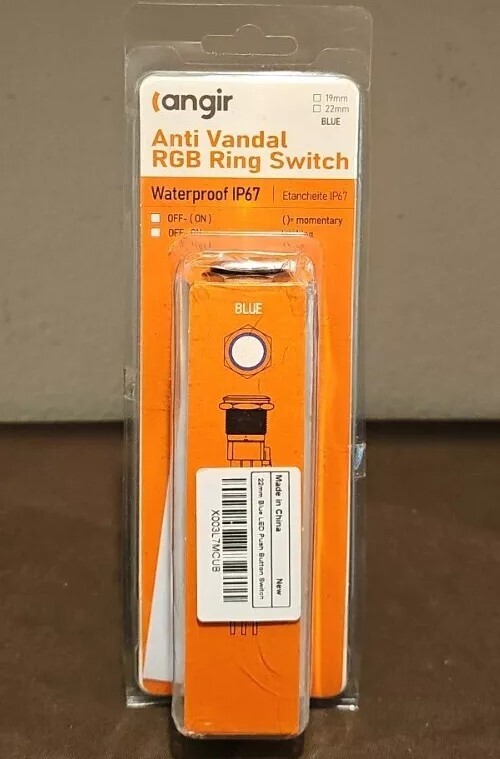 Anti Vandal RGB Ring Switch 22mm Blue LED Waterproof IP67 NEW