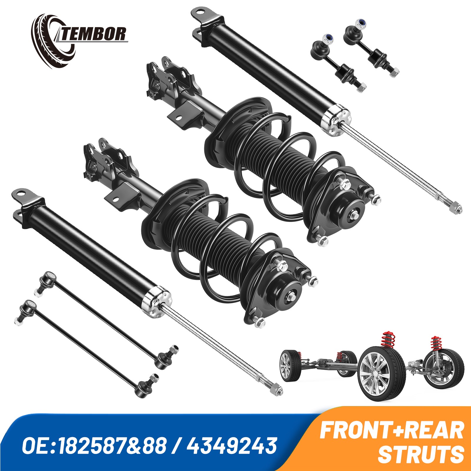 Front Rear Struts Shocks Sway Bars For 2012-2015 Kia Optima 2.0L 2.4L Set of 4