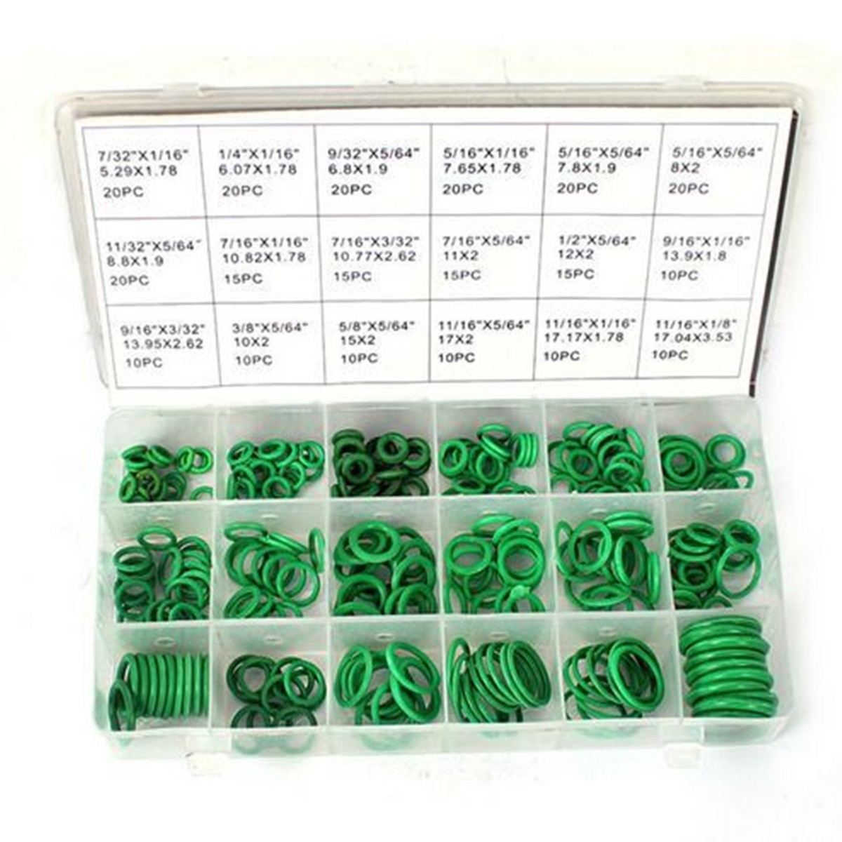 270PCS Green O-Rings Assortment Kit 18 Sizes for A/C Compressor Car Repair Tools