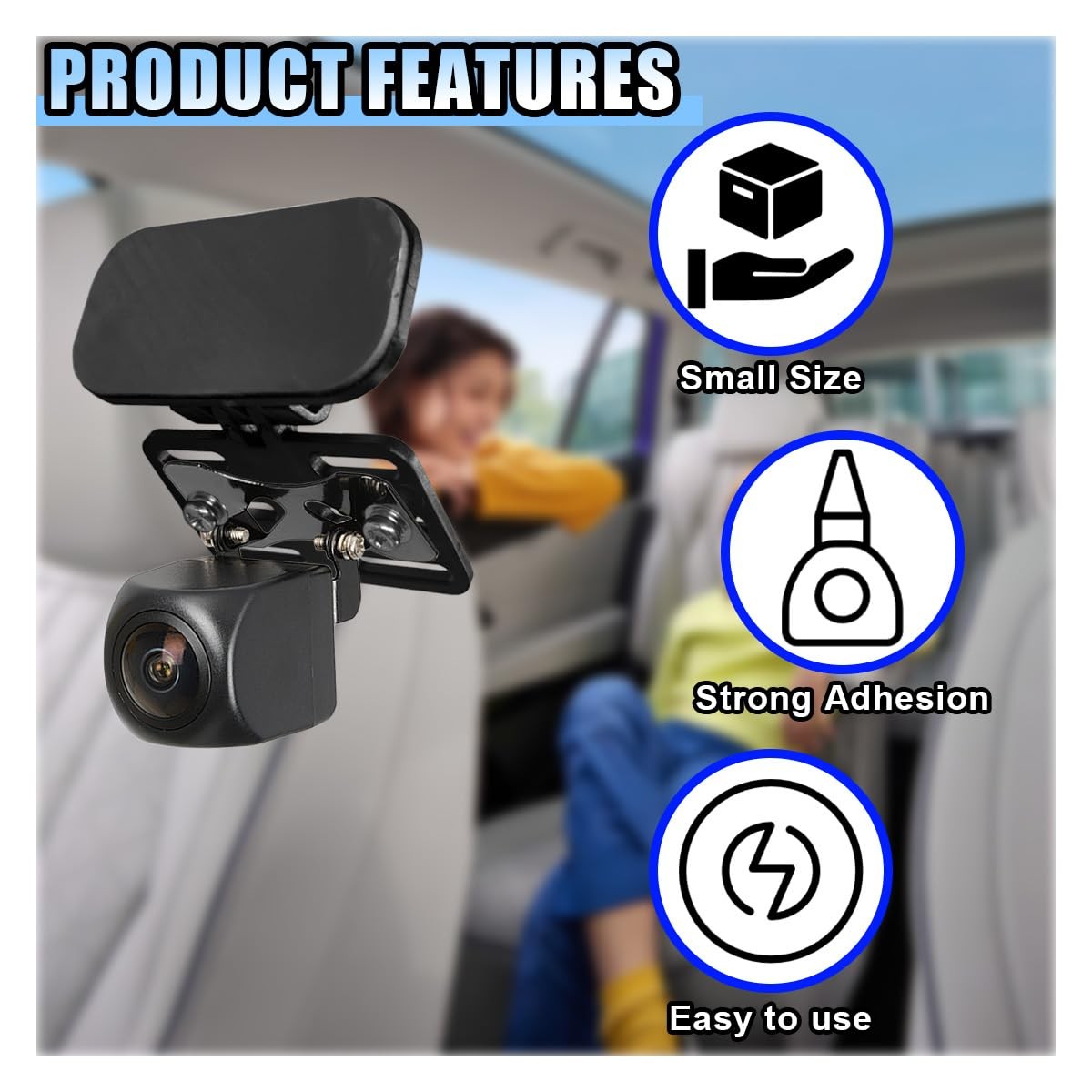 Car Rear Camera Holder, Adjustable Vehicle Backup Mount, 2 SET, Black