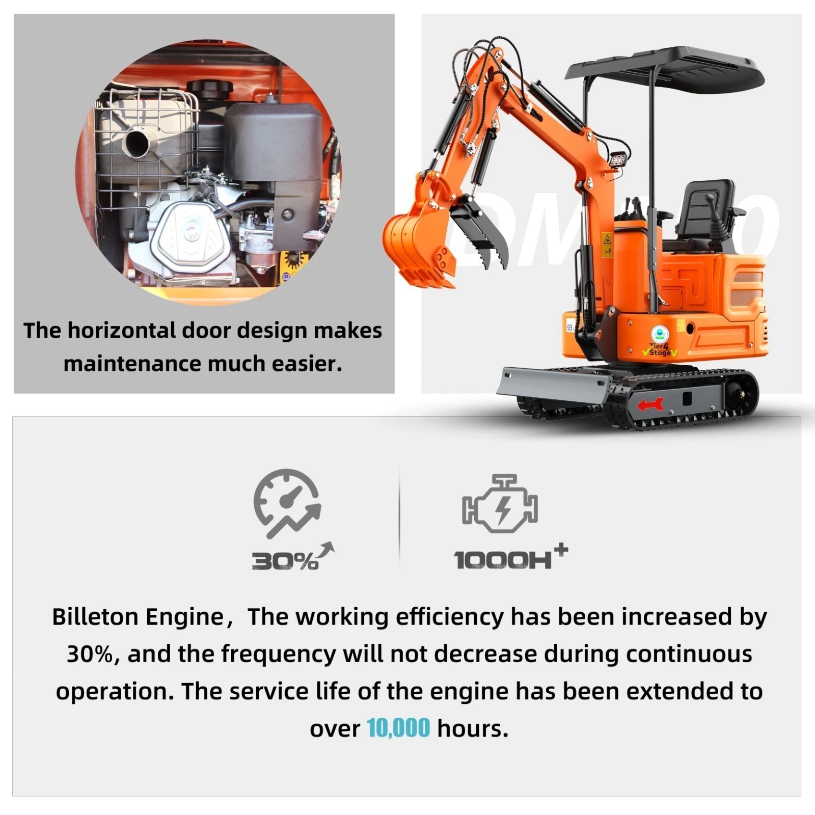 1 Ton Mini Excavator Orange B&S Engine Hydraulic System, USA STOCK, TX