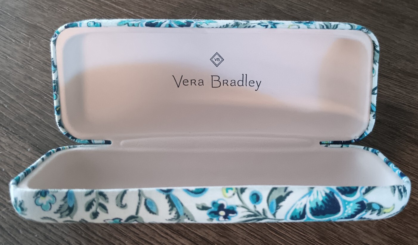 Vera Bradley Eyeglass Hard Case Daisy Dot Paisley Teal Pattern Retired VERY NICE