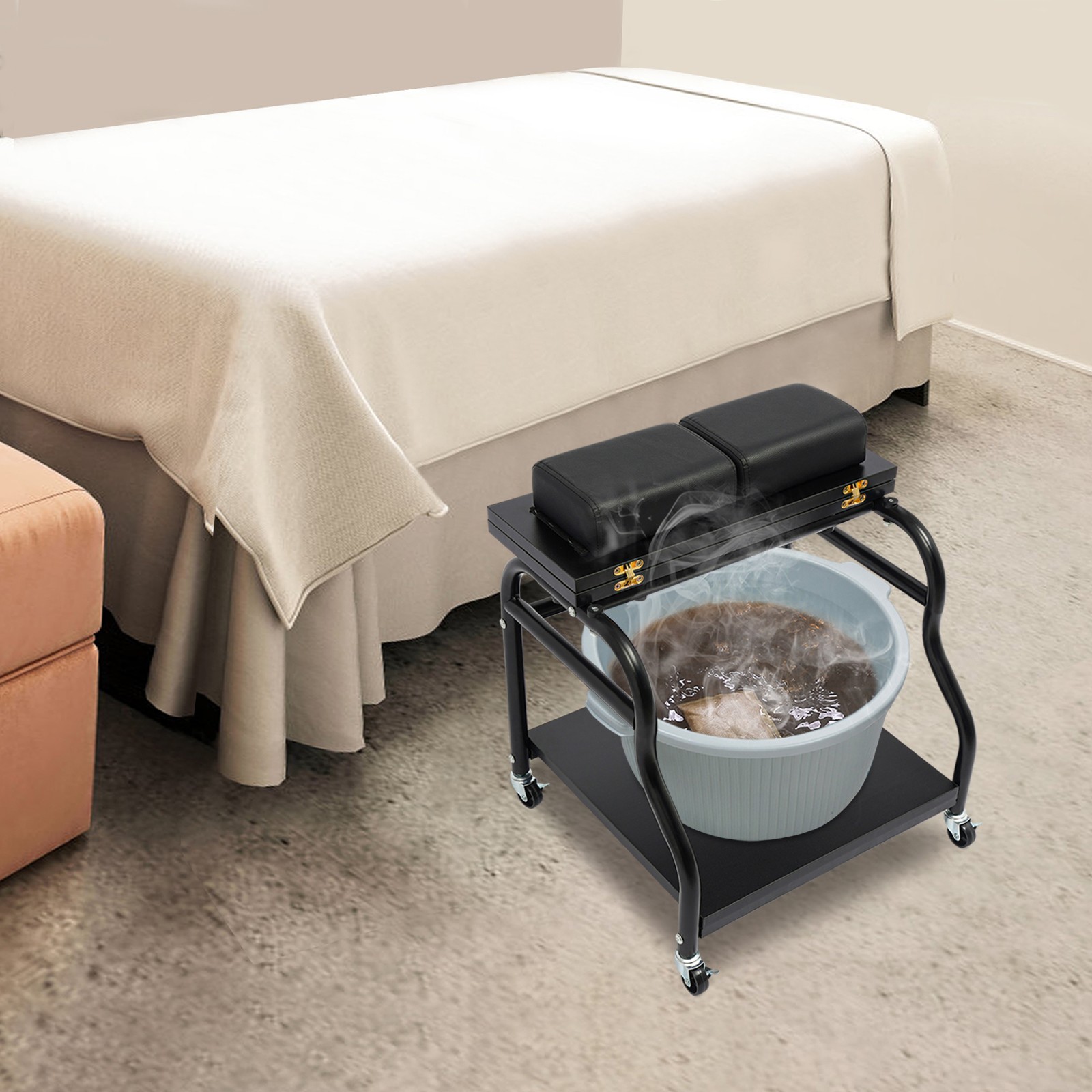 Portable Esthetician Trolley Cart, Trolley Cart with Wheels, Foot Bath Cart US！
