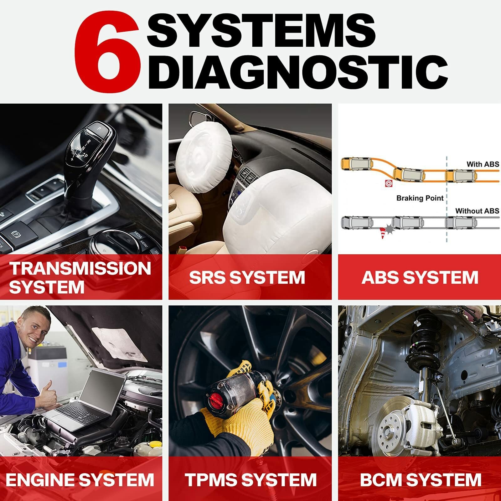 THINKCAR SR6 Full OBD2 Scanner ABS+SRS+ECM+TCM+BCM+TPMS Systems Diagnostic Tool