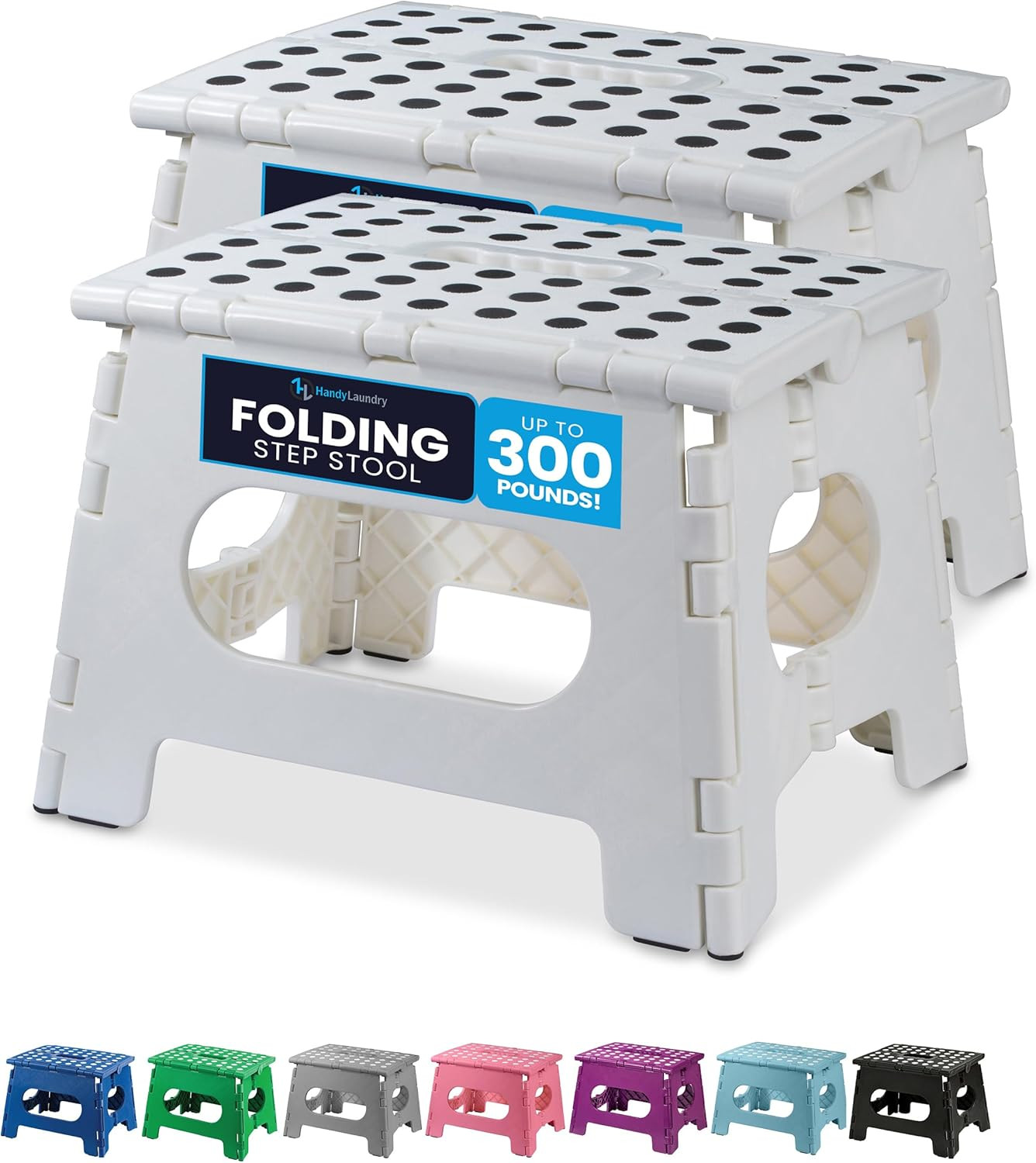 2pcs 9" Folding Lightweight Step Stool - Support Adults & Kids - Opens w/ 1 Flip