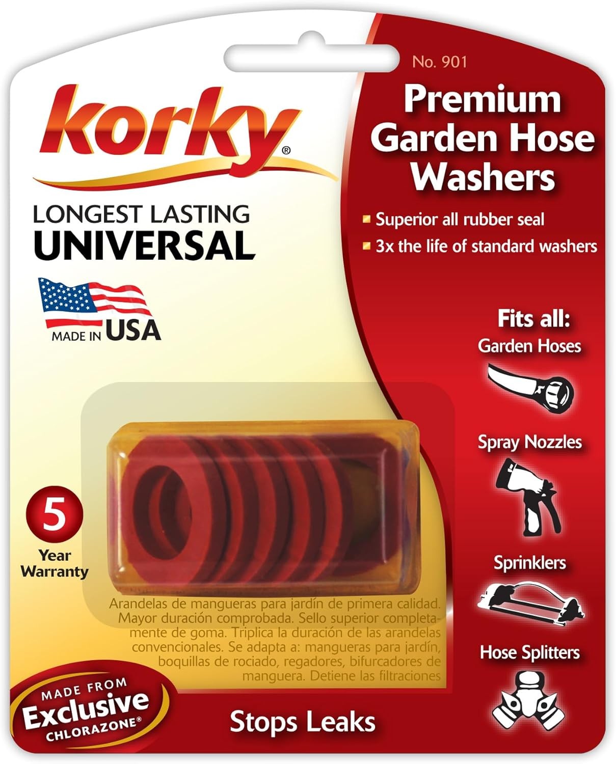 Korky 901BP Garden Hose Washers, Red 6 Count (Pack of 1),