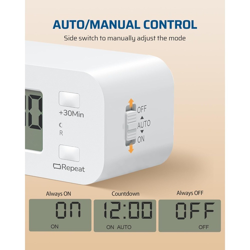 Indoor Countdown Timer Outlet Digital Electrical Timer with Repeat Function Auto