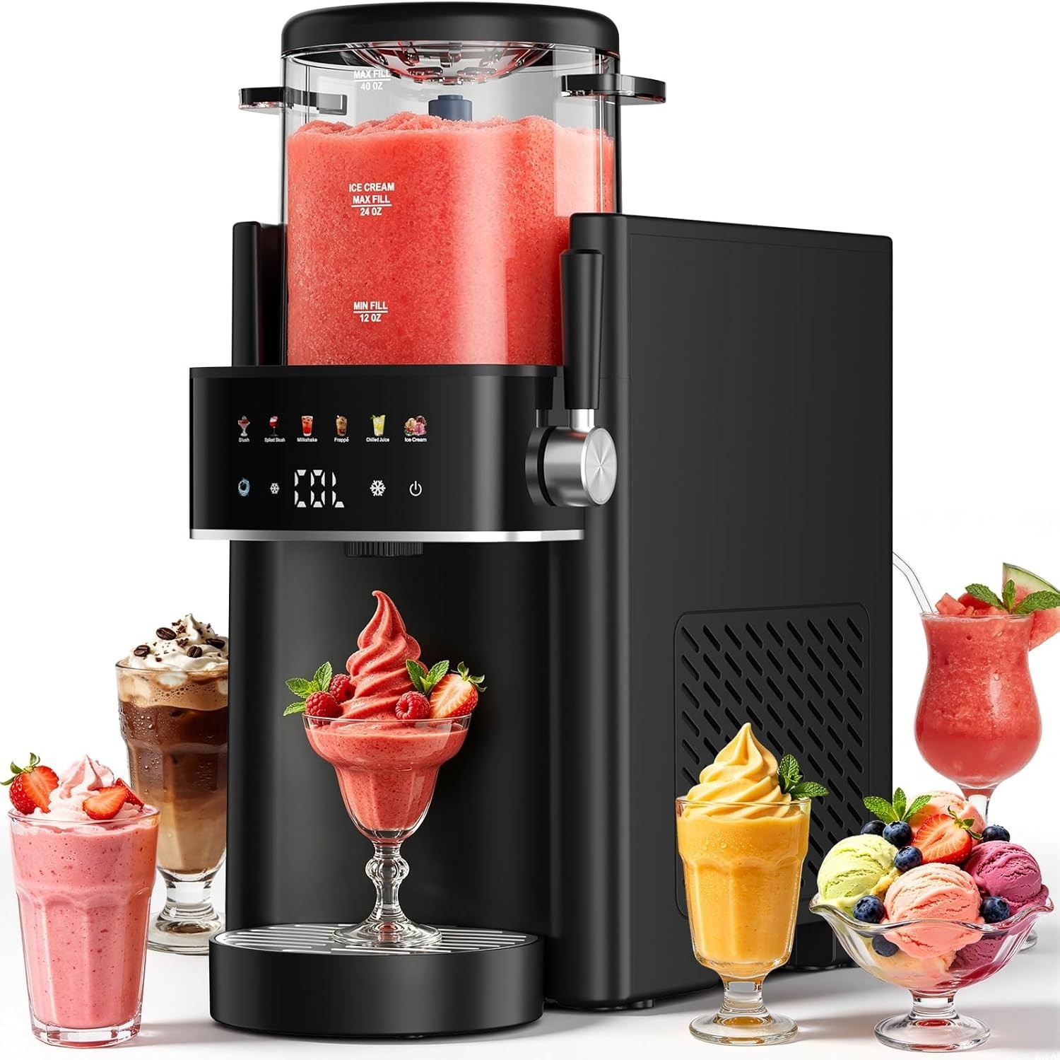 Touchpad Slushie Maker, Adjustable Temp, Easy Clean, Black