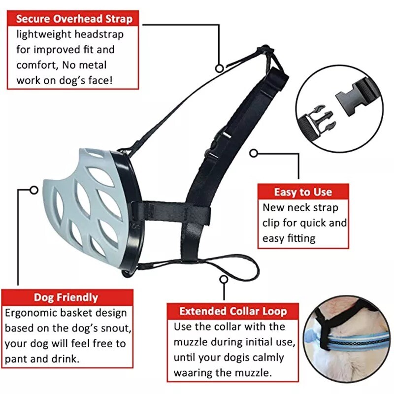 Dog Muzzle Breathable for Small Medium Large Dogs Pet Mask Biting Barking