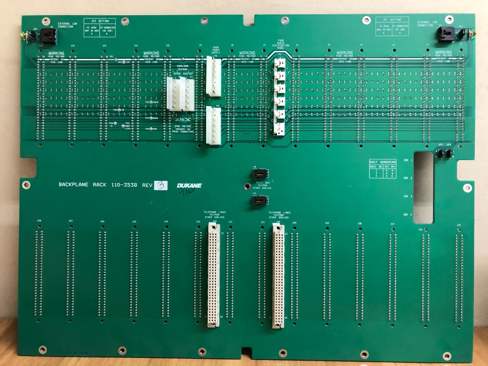 Dukane 110-3538 Backplane Board for StarCall Intercom System