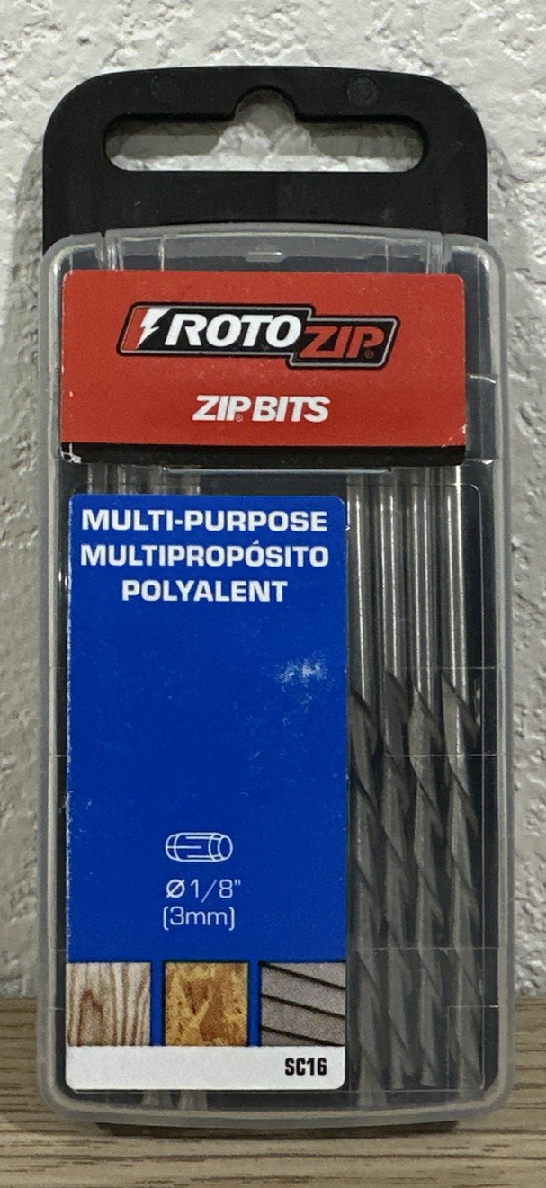 New Rotozip SC16 1/8 Inch Sab Recut Zip Bit for Wood and Plastic, 16 Pack