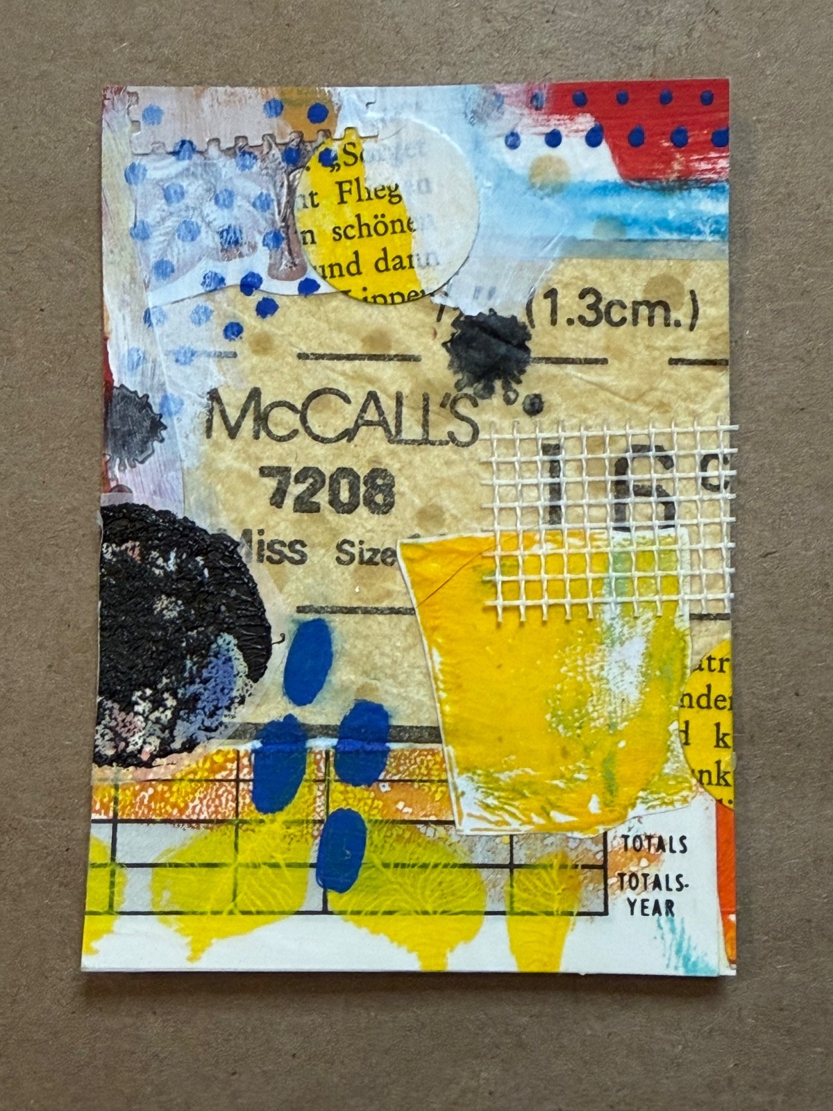 ACEO Art Card Abstract Mixed Media Collage Painting Signed Original OOAK