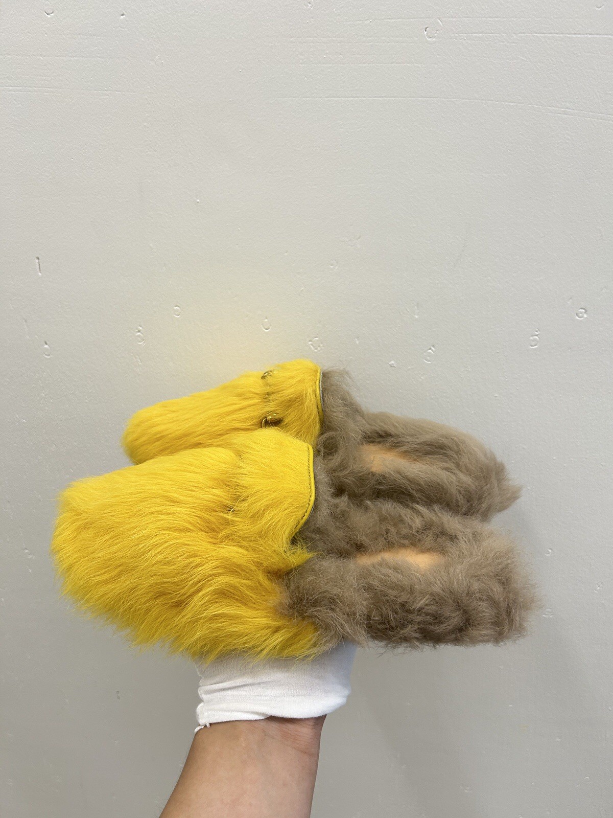 GUCCI Princetown Rare Yellow Sherling Fur Mules Loafer Horse Bit 36 EU 6 US