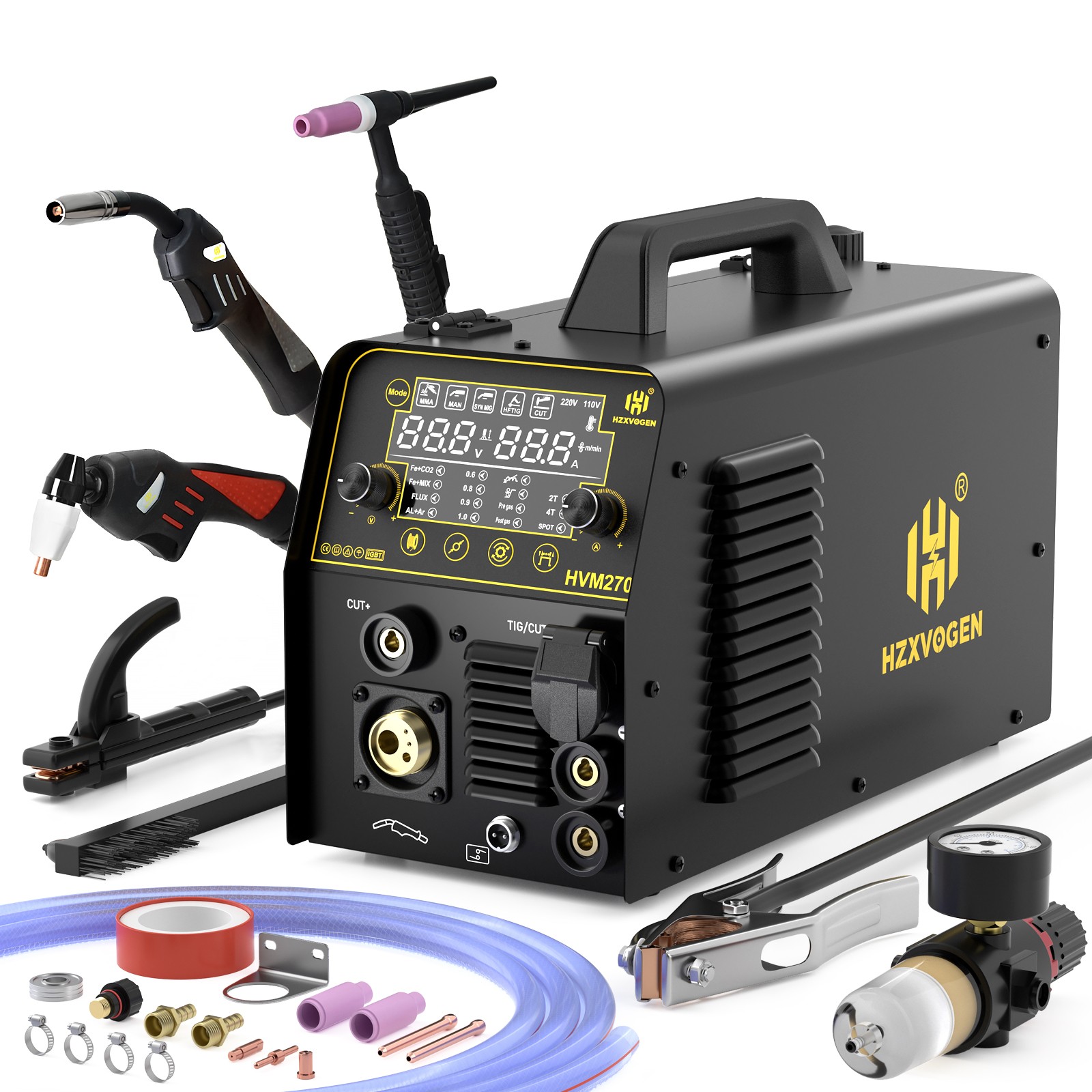 220V 250A ARC HF TIG Cut Gas/Flux Core Spot MIG Welder Plasma Cutter 6in1 Welder