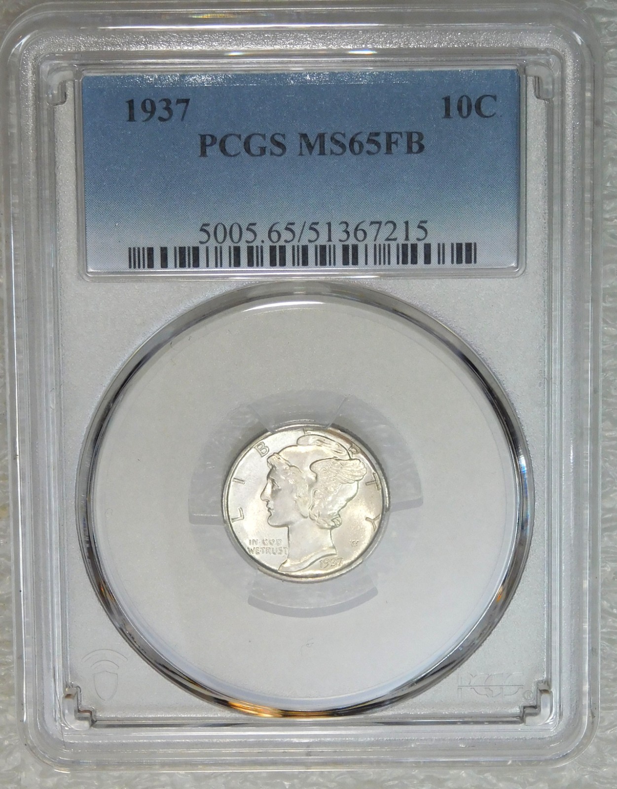 1937 Mercury Dime PCGS MS65FB Full Bands Frosty White PQ Just Graded #W64Z