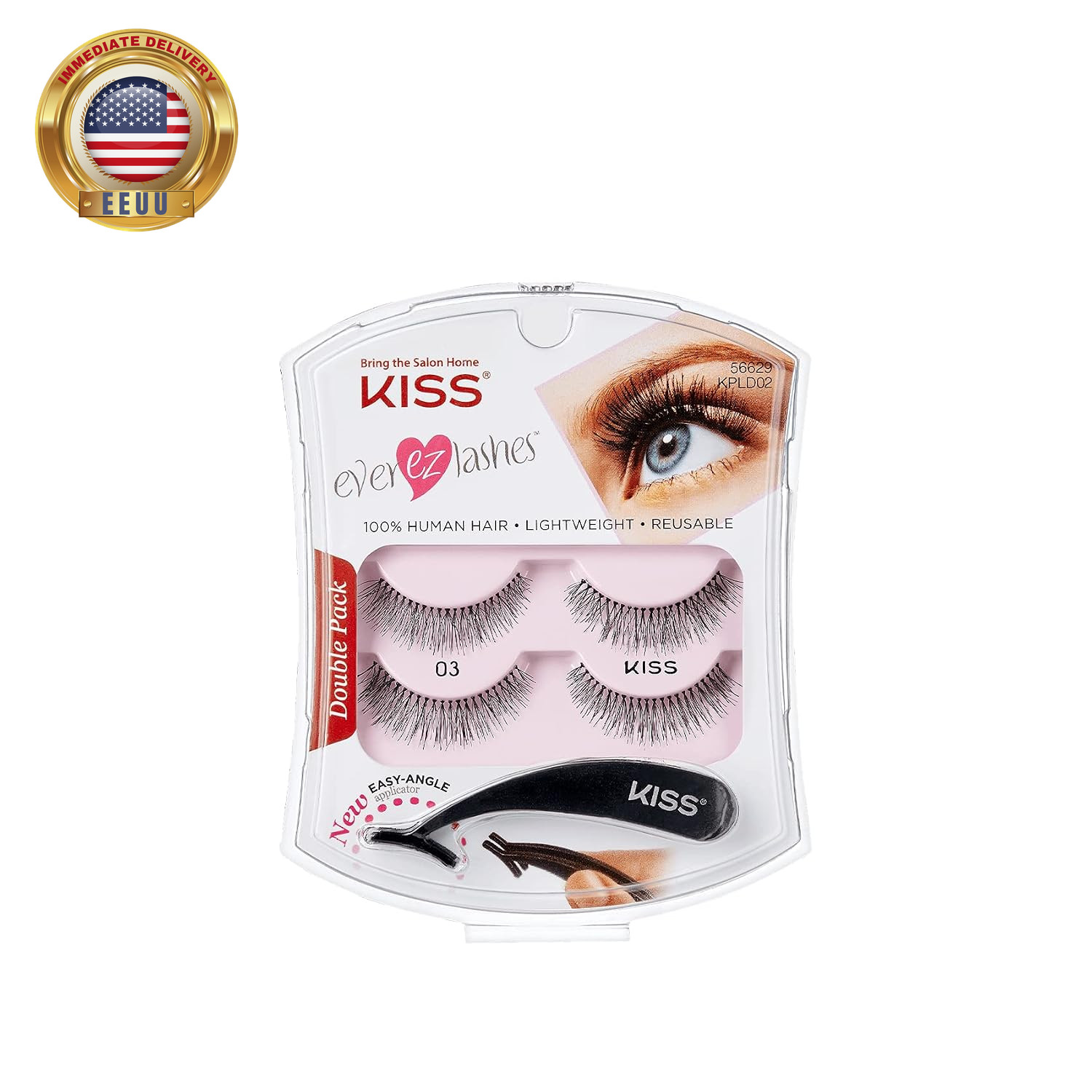Ever EZ Lashes Double Pack No. 03, Reusable Natural Eyelash Starter Kit, Include