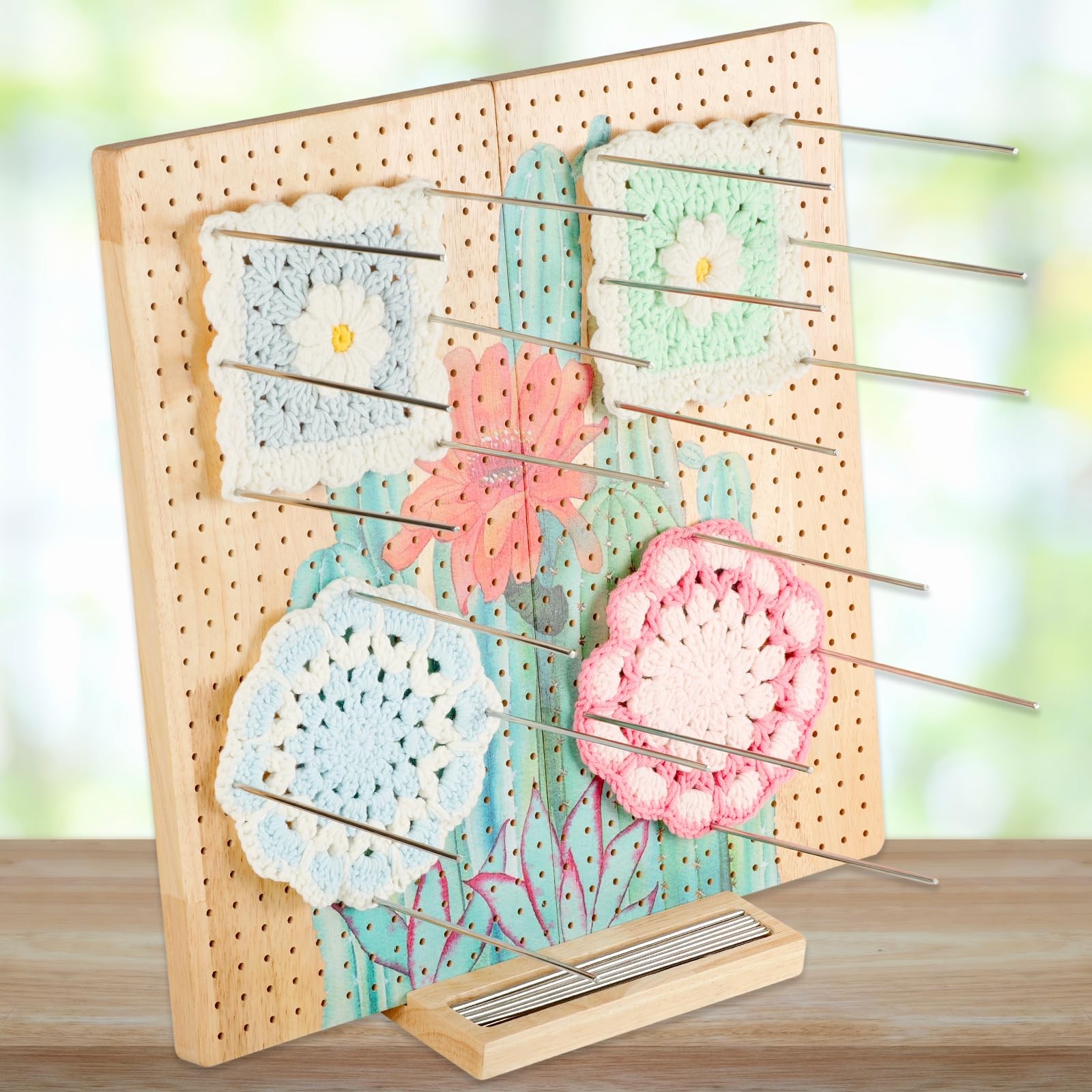 15 Foldable Crochet Blocking Board with Pegs & Storage Pouch, Large Granny