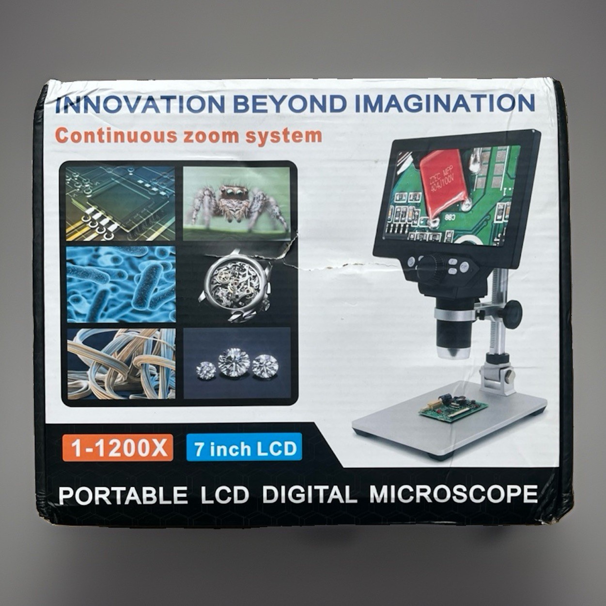 7in LCD Digital Microscope 1200X 1080P 12MP Focusing, High Definition Imaging