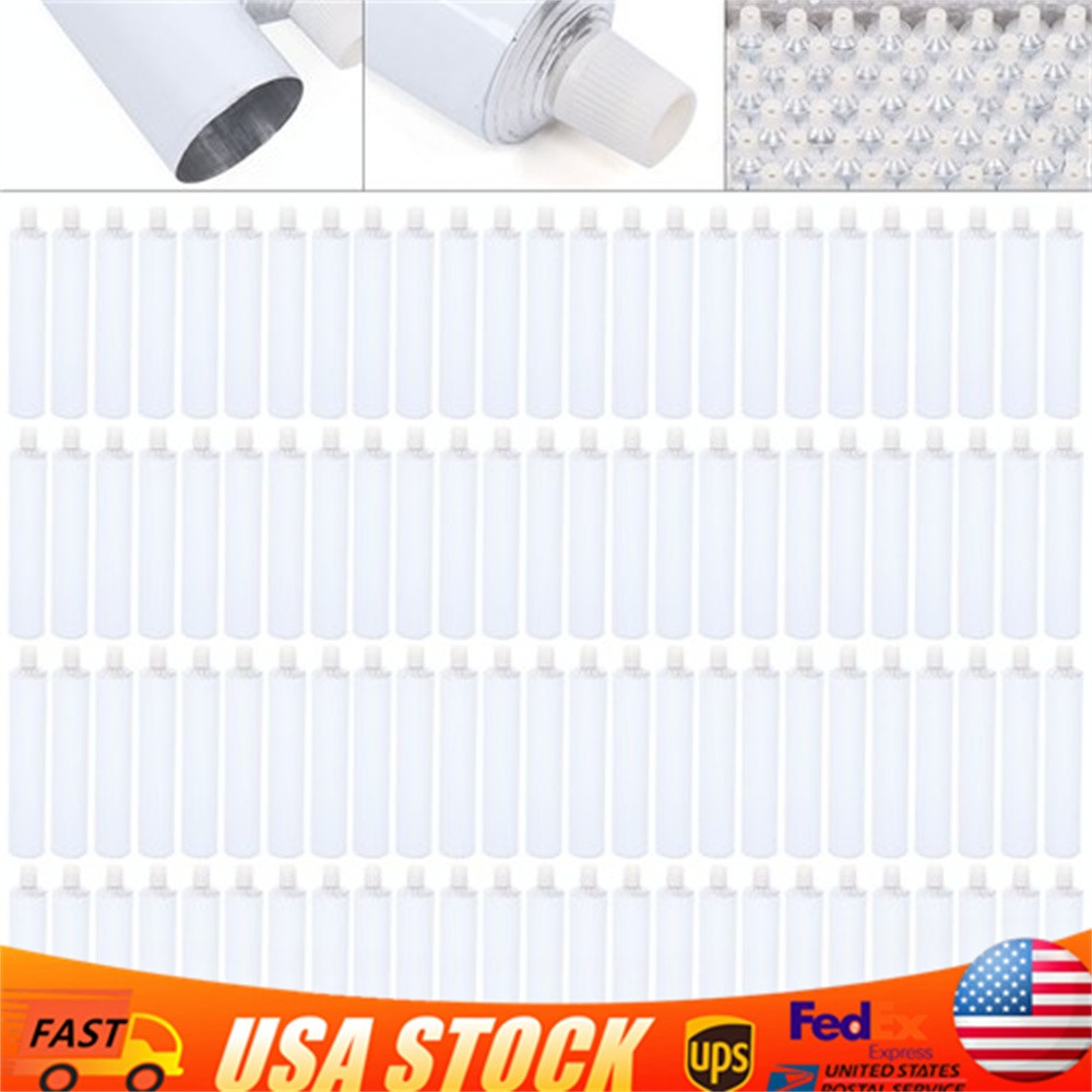100 Pcs 100ml Empty Unsealed Toothpaste Tubes Needle Cap Full Box Aluminum USA
