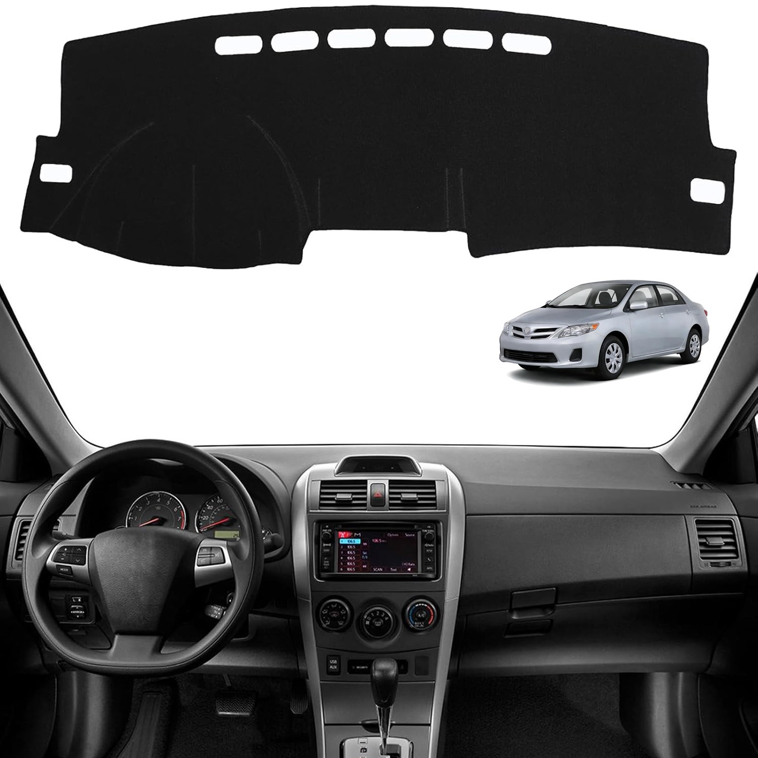 Non-Slip For 2009-2013 Toyota Corolla Dashboard Cover Dash Mat Pad Protect Black