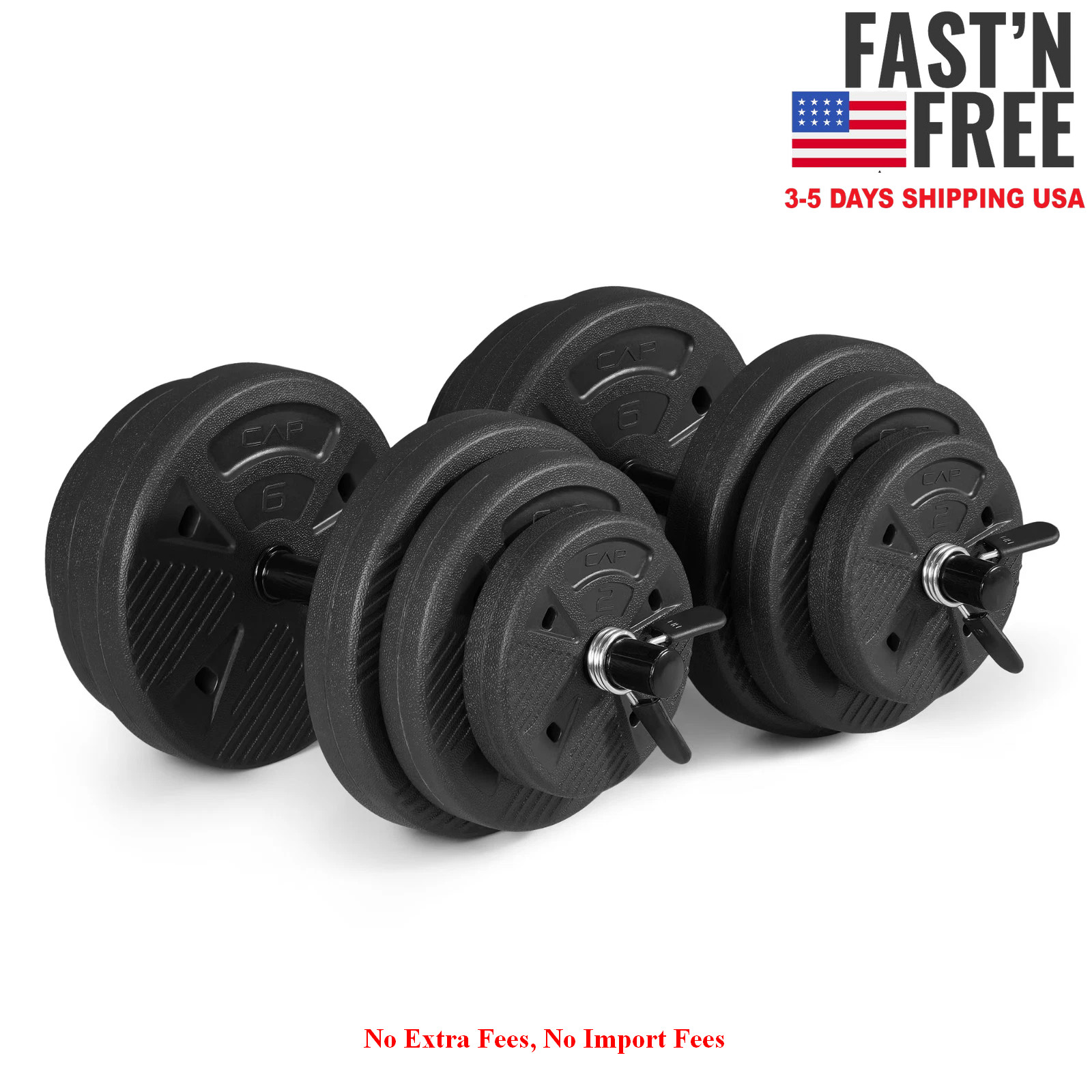 CAP Barbell 50 lb Adjustable Vinyl Dumbbell Set, NEW USA WAREHOUSE Free shipping