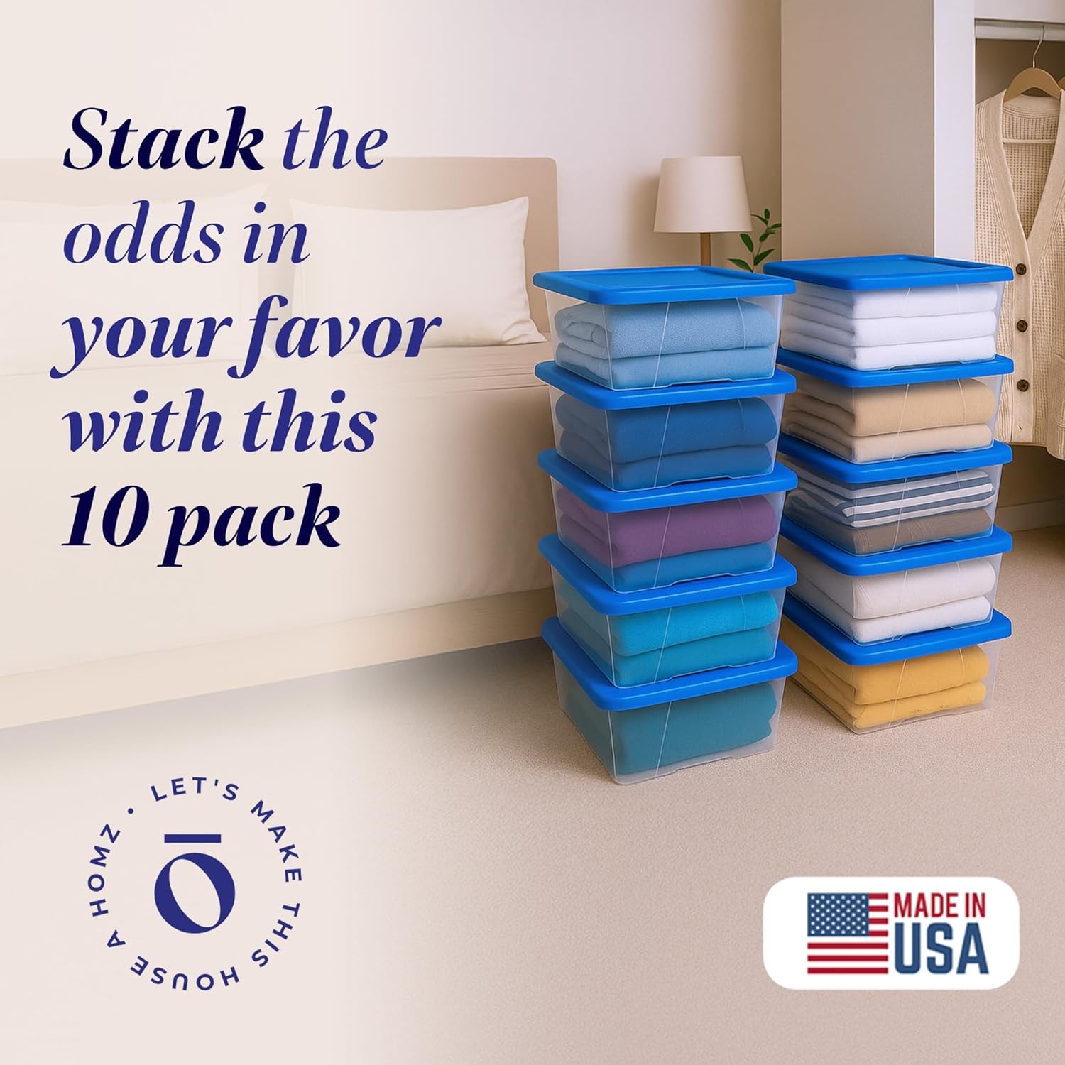 10-Pack Snaplock Small Clear Plastic Storage Organizer Bins w/Lids 6 Quart Blue