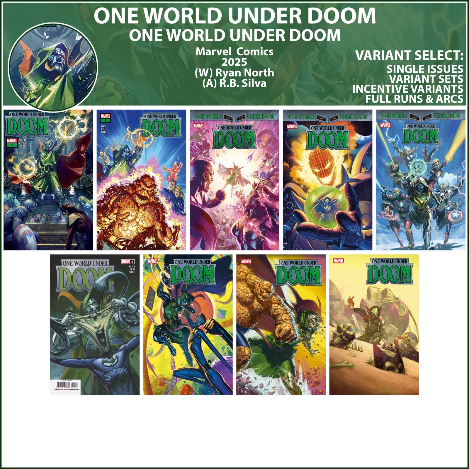 One World Under Doom (2025) #1 2 3 4 5 6 7 8 9 Marvel Comics COVER SELECT