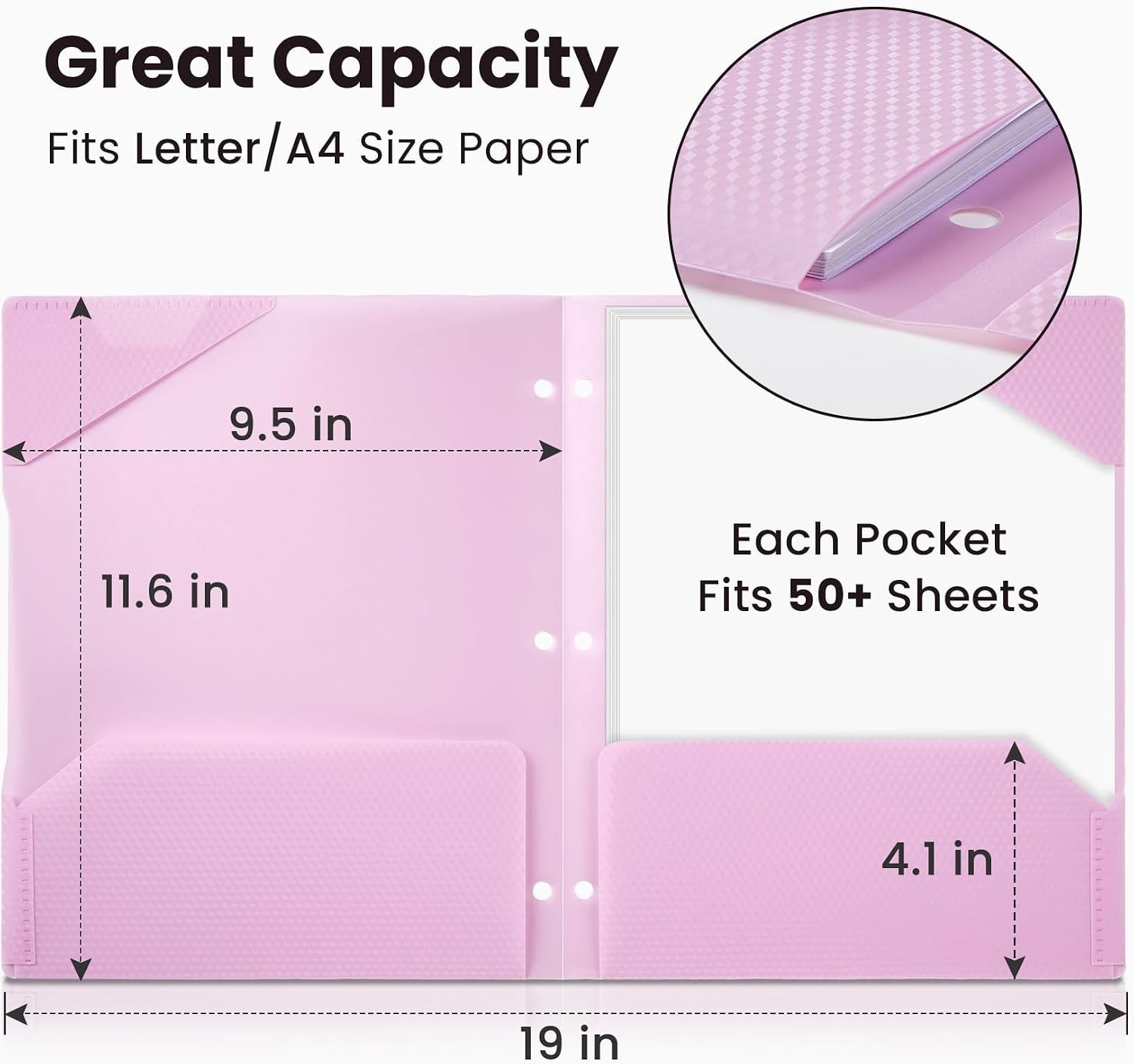 6 Pack Heavy Duty Plastic 2-Pocket Folders with Writable Top Tab - Pastel Colors