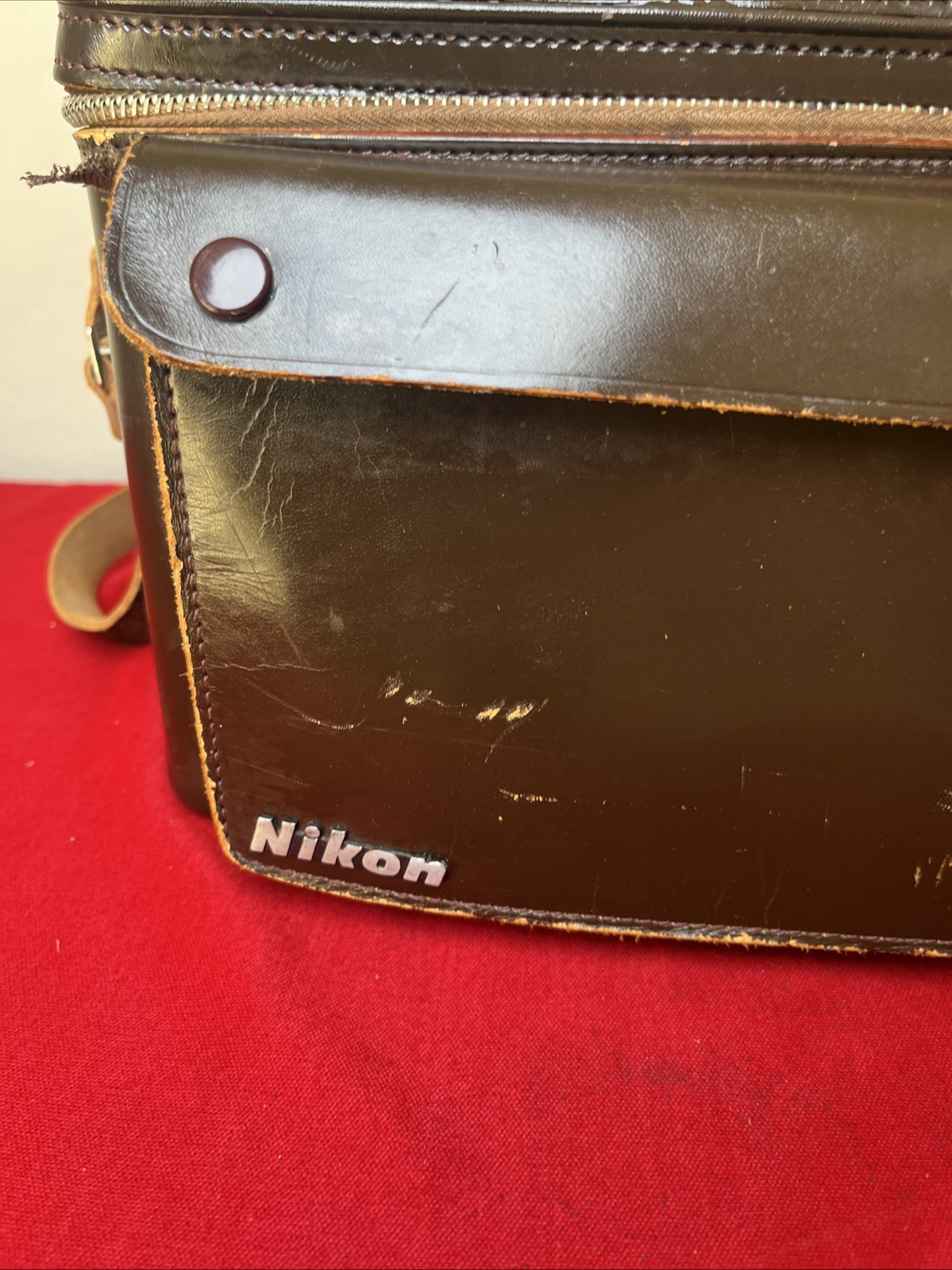 Vintage Nikon hard leather camera bag
